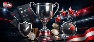 Österreichischer Wettanbieter-Test mit Ranking, Pokal und Sportwetten-Symbolen